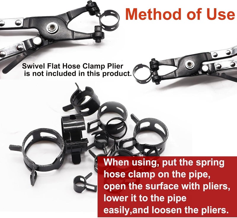 Taiss 140PCS 12 Sizes 6-22mm Black Spring Band Hose Clamp Assortment Kits.Low Pressure Air Clip Strap Clamp for Air Hose Tube Hose Fuel Silicone Vacuum Hose Clamp - Image 3